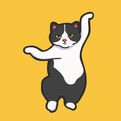 Dancing Cat Meme Sticker T-shirt Vector Cute Illustration