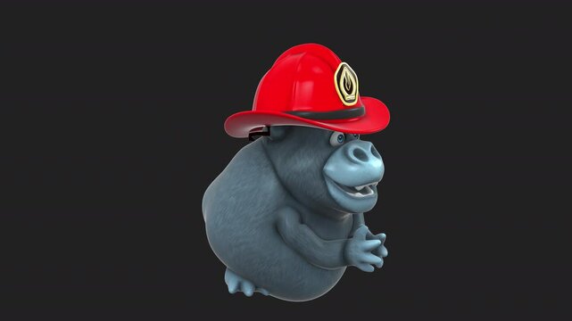 Fun 3D cartoon firefighter gorilla (on alpha)