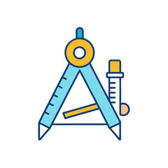 Doodle Icon Featuring Ruler and Compass for Creative Design