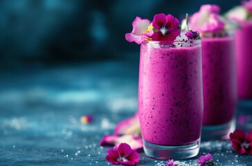 Exotic dragon fruit smoothie in a sophisticated glass,