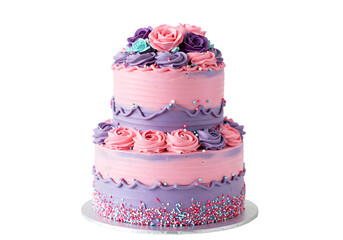 Stunning Two-Tier Pink and Purple Wedding Cake Design transparent background