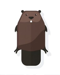 Beaver Icon Design in Flat Vector Style on White Background © White Craft 