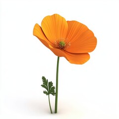 Naklejka premium Vivid orange California poppy, a digitally rendered image.
