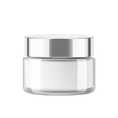 Blank cosmetic cream jar mockup isolated on white background packaging template with silver lid for branding and mock up beauty product concept skincare facial treatment creme container glass bottle