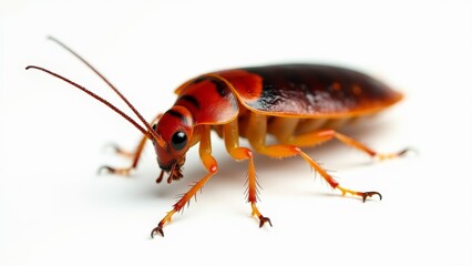 Close-Up of a Cockroach on White