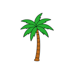 Cartoon Palm Tree with Segmented Trunk and Green Fronds