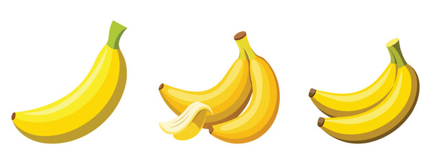 Print Bunch of bananas isolated on white background
Yellow banana isolated on transparent background. Fruit set