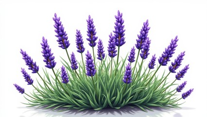 Naklejka premium Lavender Plant With Purple Flowers Illustration