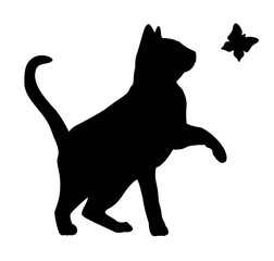 silhouette of a cat with butterfly