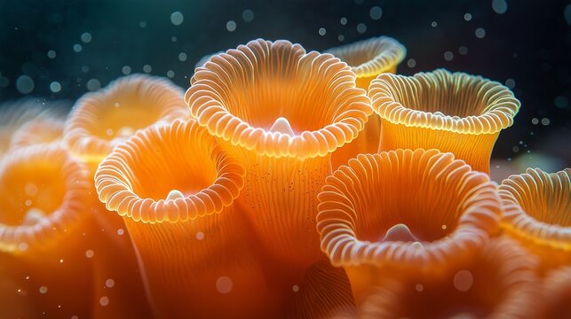 Vibrant close-up of Favia favus (moon coral) showing maze-like polyps,generative ai illustration