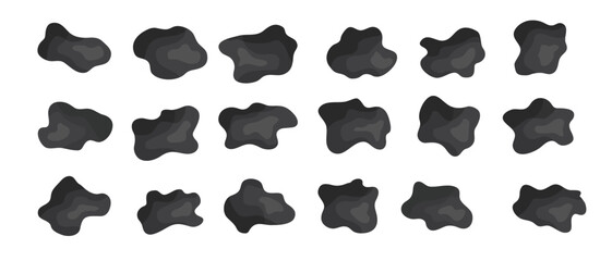 Liquid irregular blob shape organic spot vector icon black silhouette dynamic form collection