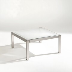 Glass table with a white background