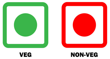 Veg Non-veg icons, Colourful veg and non-veg symbol.