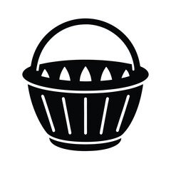 basket black silhouette vector on white background