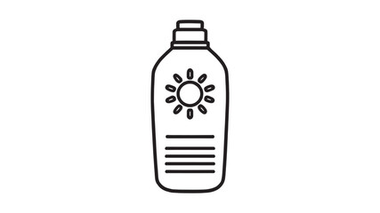 Sunscreen Bottle Icons line art minimalist design for skincare packaging
