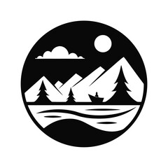 black and white icon circular design rafting adventure