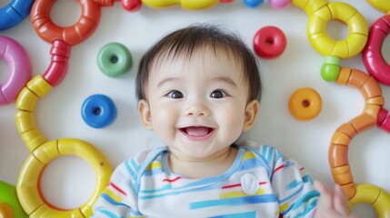 Obraz premium Baby kids toys frame on background, Toy many colorful educational wooden. play, Top view, executive function, kid, skill, education, intelligence quotient, emotional quotient, childhood, development