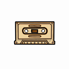 Beige Mixtape Nostalgia: Colored Vector Art of a Classic Cassette, Colored Hand-Drawn Cassette Tape Vector