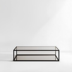 Obraz premium Black and clear glass coffee table sits on a white background