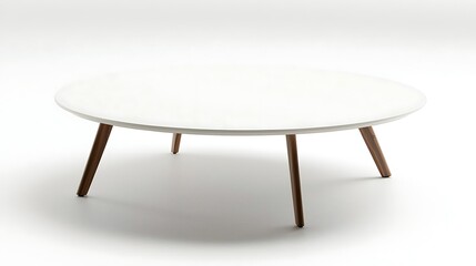 White coffee table with a wooden base