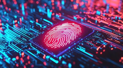 Digital fingerprint on circuit board background.