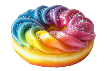 A rainbow frosted doughnut