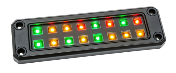 Control panel with multiple LED status indicator lights