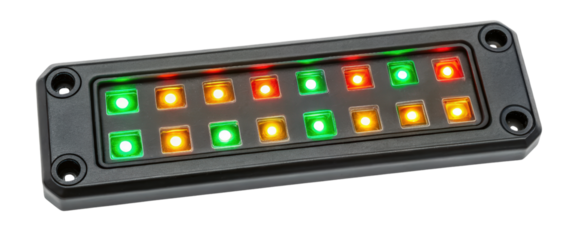 Control panel with multiple LED status indicator lights