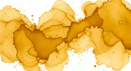 Abstract Gold Ink Wash Painting Fluid Art Background Amber Hues Marbled Texture Design