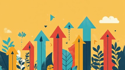 A motivational poster design showing upward arrows and growth themes