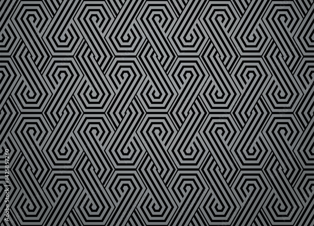 Poster abstract geometric pattern with stripes, lines. seamless vector background. gray and black ornament.