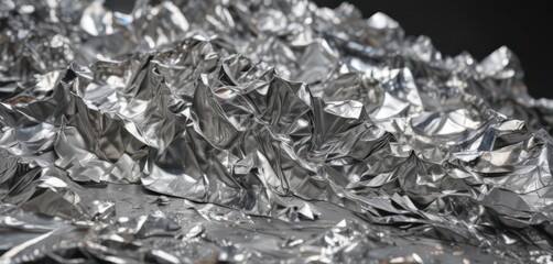 Crumpled silver foil, deep creases, reflective surface, reflective surface, silver foil