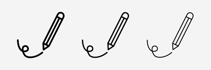 Line Art Pen icon for computer, web and mobile app on white background with bold, light and thin stroke.