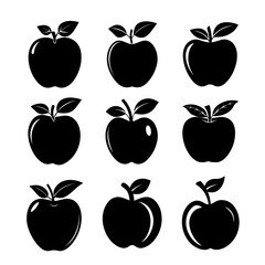 Simple apple vector, black apple silhouette icon vector,apple silhouette graphic.