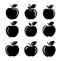 Simple apple vector, black apple silhouette icon vector.