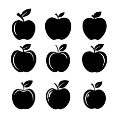 Simple apple vector, black apple silhouette icon vector,apple silhouette graphic.