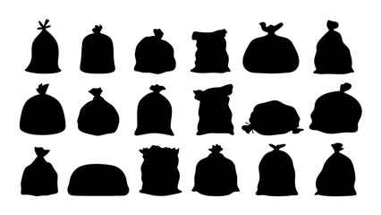 set of sack silhouette vector on white background