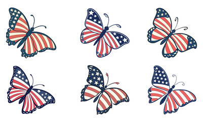 Patriotic American Butterfly Vector – USA Flag-Inspired Symbolic Design.