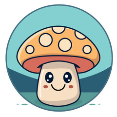 Happy Mushroom Character