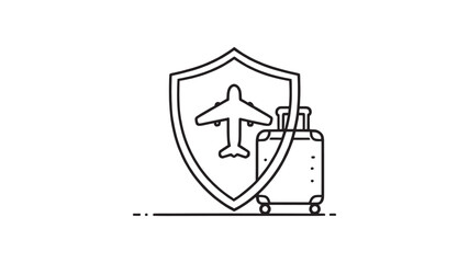 Fototapeta premium Travel Insurance Vector line art simple design for protection
