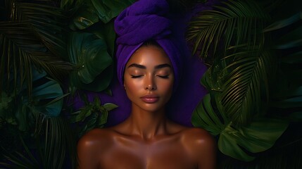Woman Relaxing Amidst Tropical Plants