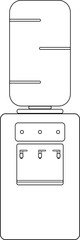 Simple outline water dispenser icon with bottle vector.