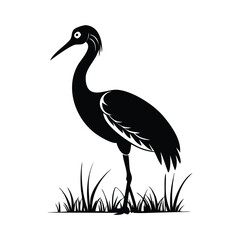 heron on a green background