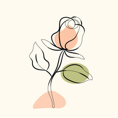 Abstract Line Art Rose Flower Minimalist Botanical Illustration