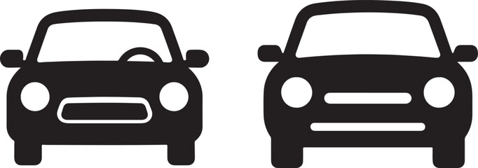 Vector illustration of two cars on the road with a white background, symbolizing transportation and travel