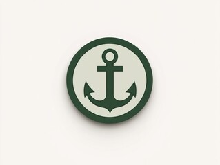 Obraz premium Green anchor symbol on white background; nautical design