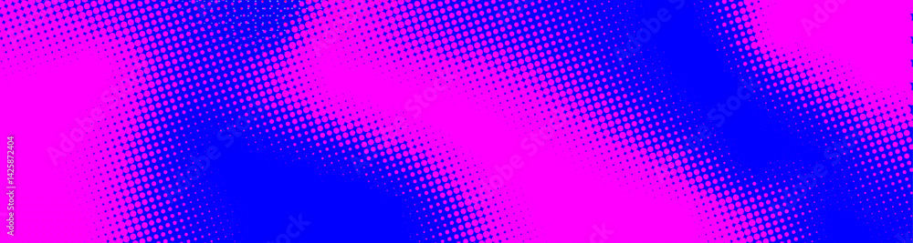 Poster Halftone background dots blue pink pattern. Halftone dots vector gradient texture.