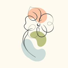 Abstract Floral Line Art Print with Pastel Shapes
