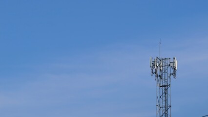 Communications Tower Against Clear Blue Sky