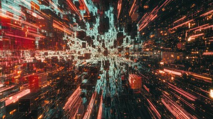 Futuristic Digital Landscape Of Connected Geometric Structures And Lines